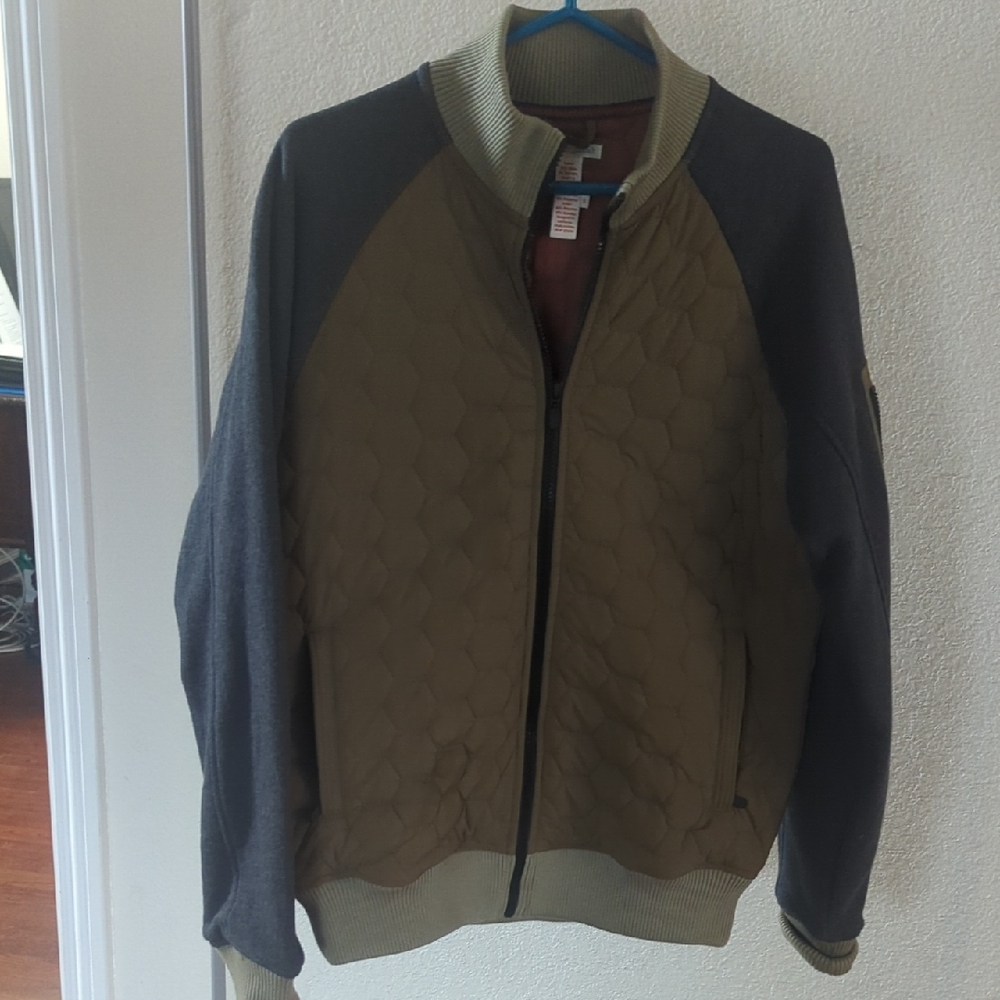 Men's Quilted Olive and Gray Bomber Jacket